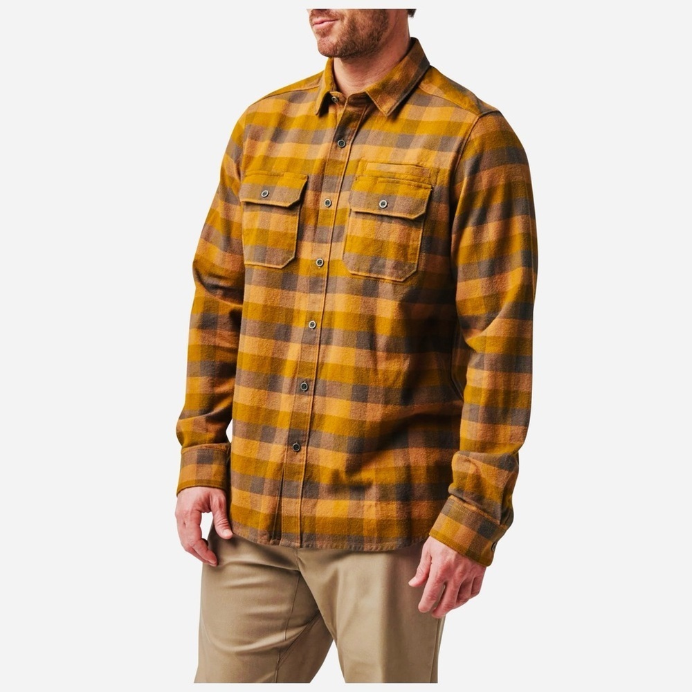 511 Tactical Men's Lester Long Sleeve Flannel Shirt in Dark Earth Check Color S